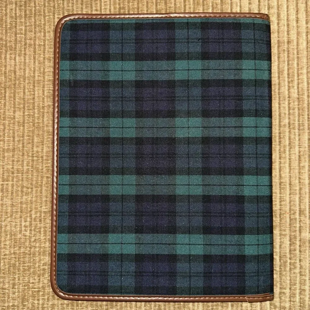 Disney Store Mickey Mouse Plaid Blue Green Organizer Portfolio Notebook